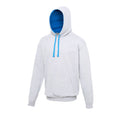 Heather Grey- Sapphire Blue - Front - Awdis Varsity Hooded Sweatshirt - Hoodie