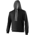 Jet Black - Heather Grey - Front - Awdis Varsity Hooded Sweatshirt - Hoodie