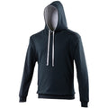 New French Navy-Heather Grey - Front - Awdis Varsity Hooded Sweatshirt - Hoodie