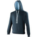 New French Navy-Sky Blue - Front - Awdis Varsity Hooded Sweatshirt - Hoodie