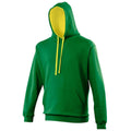 Kelly Green - Arctic White - Back - Awdis Varsity Hooded Sweatshirt - Hoodie