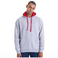 Heather Grey - Fire Red - Side - Awdis Varsity Hooded Sweatshirt - Hoodie