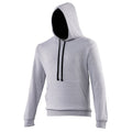 Heather Grey - French Navy - Front - Awdis Varsity Hooded Sweatshirt - Hoodie