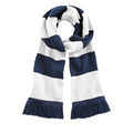 French Navy - White - Front - Beechfield Varsity Unisex Winter Scarf (Double Layer Knit)