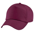 Burgundy - Front - Beechfield Plain Unisex Junior Original 5 Panel Baseball Cap