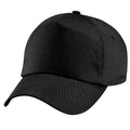 Black - Front - Beechfield Plain Unisex Junior Original 5 Panel Baseball Cap