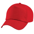 Classic Red - Front - Beechfield Plain Unisex Junior Original 5 Panel Baseball Cap