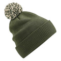 Olive Green-Oatmeal - Front - Beechfield Girls Snowstar Duo Extreme Winter Hat