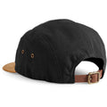 Black - Back - Beechfield Suede Peak 5 Panel Baseball Cap