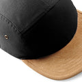 Black - Side - Beechfield Suede Peak 5 Panel Baseball Cap