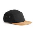 Black - Front - Beechfield Suede Peak 5 Panel Baseball Cap