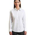 White - Side - Premier Womens-Ladies Supreme Heavy Poplin Long Sleeve Work Shirt