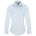 Light Blue - Front - Premier Womens-Ladies Supreme Heavy Poplin Long Sleeve Work Shirt