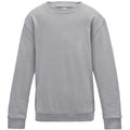 Heather Grey - Front - AWDis Just Hoods Childrens-Kids Plain Crew Neck Sweatshirt