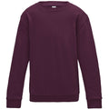 Burgundy - Front - AWDis Just Hoods Childrens-Kids Plain Crew Neck Sweatshirt