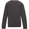 Charcoal - Front - AWDis Just Hoods Childrens-Kids Plain Crew Neck Sweatshirt