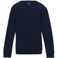 New French Navy - Front - AWDis Just Hoods Childrens-Kids Plain Crew Neck Sweatshirt