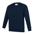 Navy - Front - AWDis Academy Childrens-Kids Crew Neck Raglan School Sweatshirt