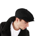 Black - Back - Beechfield Mens Classic Herringbone Newsboy Cap