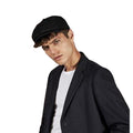 Black - Side - Beechfield Mens Classic Herringbone Newsboy Cap