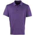 Purple - Front - Premier Mens Coolchecker Pique Short-Sleeved Polo Shirt