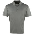 Dark Grey - Front - Premier Mens Coolchecker Pique Short-Sleeved Polo Shirt