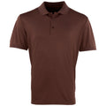 Brown - Front - Premier Mens Coolchecker Pique Short-Sleeved Polo Shirt