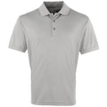 Silver - Front - Premier Mens Coolchecker Pique Short-Sleeved Polo Shirt