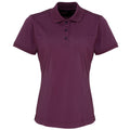 Aubergine - Front - Premier Womens-Ladies Coolchecker Short Sleeve Pique Polo T-Shirt