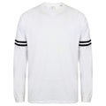 White - Black Stripes - Front - Skinnifit Mens Drop Shoulder Slogan Top