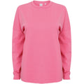 Bright Pink - Front - Skinnifit Mens Drop Shoulder Slogan Top