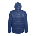 Navy - Back - 2786 Mens Box Quilt Hooded Zip Up Jacket