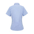 Light Blue-White - Back - Premier Womens-Ladies Microcheck Short Sleeve Cotton Shirt