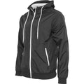 Black-White - Lifestyle - Build Your Brand Mens Zip Up Wind Runner Jacket