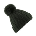 Dark Olive - Front - Beechfield Unisex Verbier Fur Pom Pom Chunky Beanie