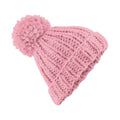 Dusky Pink - Front - Beechfield Womens-Ladies Oversized Hand Knitted Beanie