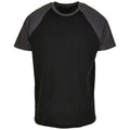 Black-Charcoal - Front - Build Your Brand Mens Raglan Contrast Tee