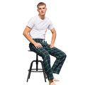 Navy-Green Check - Back - Skinnifit Mens Tartan Lounge Pants