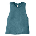 Deep Teal Heather - Front - Bella + Canvas Womens-Ladies Racerback Cropped Sleeveless Tank Top