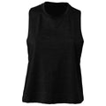 Solid Black Blend - Front - Bella + Canvas Womens-Ladies Racerback Cropped Sleeveless Tank Top