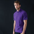 Purple - Back - Henbury Mens Classic Plain Polo Shirt With Stand Up Collar