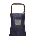 Indigo Denim - Back - Premier Unisex Adults Division Waxed Look Faux Leather Denim Bib Apron