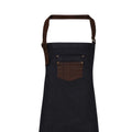 Indigo-Brown Denim - Back - Premier Unisex Adults Division Waxed Look Faux Leather Denim Bib Apron