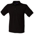 Black - Front - Henbury Mens Short Sleeved 65-35 Pique Polo Shirt