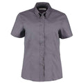 Charcoal - Front - Kustom Kit Womens-Ladies Corporate Oxford Short Sleeved Blouse