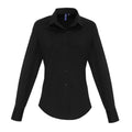 Black - Front - Premier Womens-Ladies Stretch Fit Poplin Long Sleeve Blouse