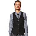 Black - Back - Premier Womens-Ladies Lined Polyester Waistcoat - Bar Wear - Catering (Pack of 2)