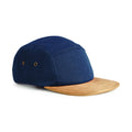 Navy - Front - Beechfield Suede Peak 5 Panel Baseball Cap (Pack of 2)