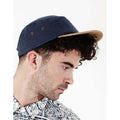 Navy - Back - Beechfield Suede Peak 5 Panel Baseball Cap (Pack of 2)