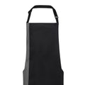 Black- Dark Grey - Back - Premier Unisex Contrast Workwear Bib Apron (Pack of 2)